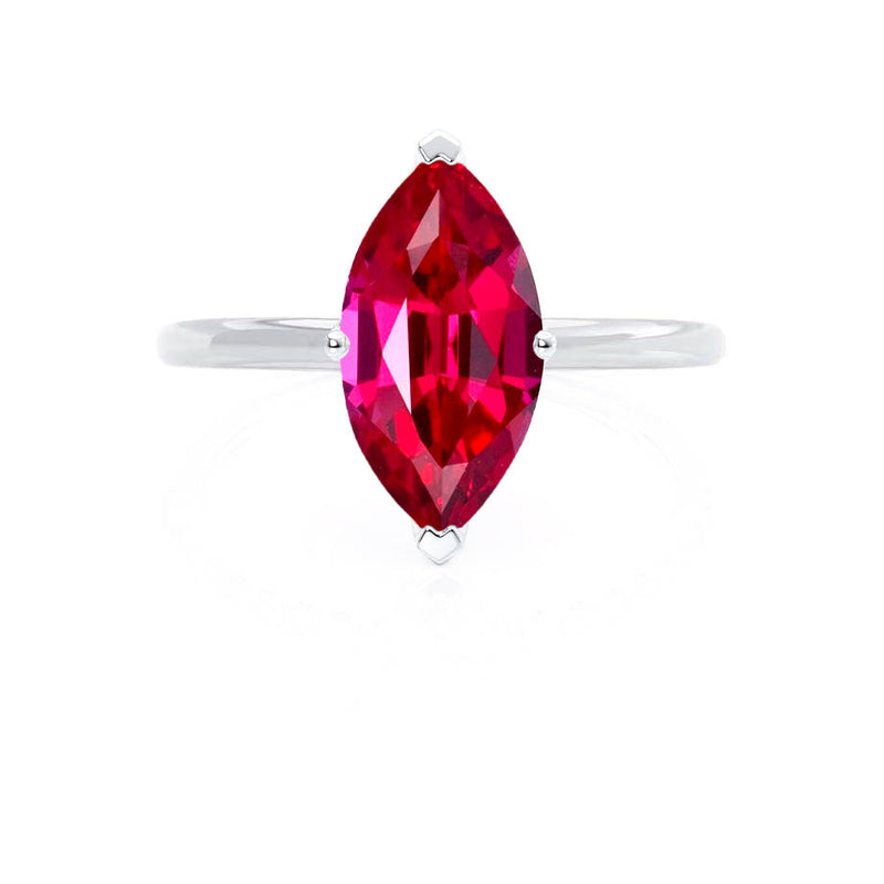 LULU - Marquise Ruby 950 Platinum Petite Solitaire Ring Engagement Ring Lily Arkwright