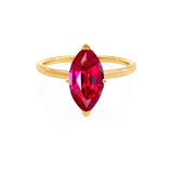 LULU - Marquise Ruby 18k Yellow Gold Petite Solitaire Ring Engagement Ring Lily Arkwright