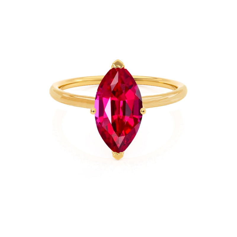 LULU Chatham® Marquise Ruby 18k Yellow Gold Petite Solitaire