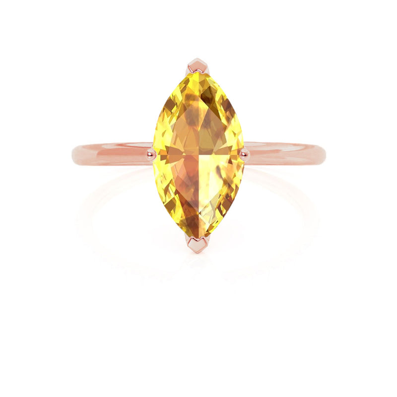 LULU - Marquise Yellow Sapphire 18k Rose Gold Petite Solitaire Ring Engagement Ring Lily Arkwright