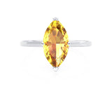 LULU - Marquise Yellow Sapphire 18k White Gold Petite Solitaire Ring Engagement Ring Lily Arkwright