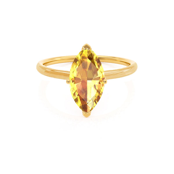 LULU - Marquise Yellow Sapphire 18k Yellow Gold Petite Solitaire Ring Engagement Ring Lily Arkwright