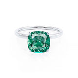 LULU - Chatham® Cushion Emerald 950 Platinum Petite Solitaire Ring