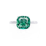 LULU - Chatham® Cushion Emerald 950 Platinum Petite Solitaire Ring