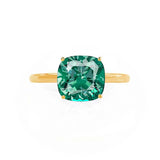 LULU - Chatham® Cushion Emerald 18k Yellow Gold Petite Solitaire Ring