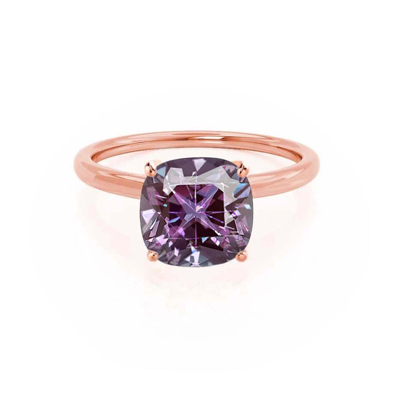 LULU - Chatham® Cushion Alexandrite 18k Rose Gold Petite Solitaire Ring