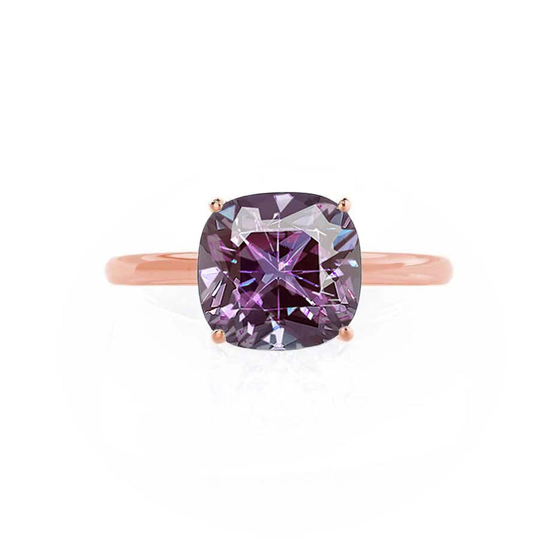 LULU - Chatham® Cushion Alexandrite 18k Rose Gold Petite Solitaire Ring