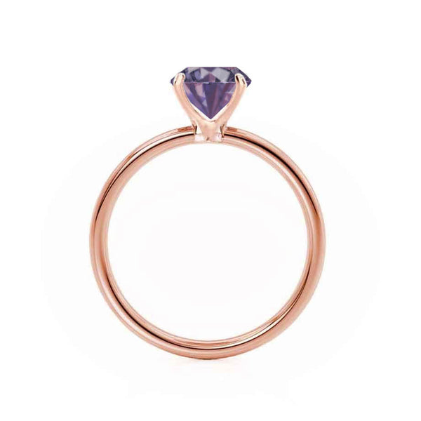 LULU - Chatham® Cushion Alexandrite 18k Rose Gold Petite Solitaire Ring