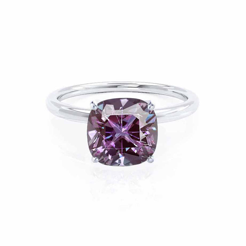 LULU - Chatham® Cushion Alexandrite 18k White Gold Petite Solitaire Ring