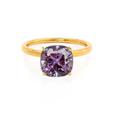 LULU - Chatham® Cushion Alexandrite 18k Yellow Gold Petite Solitaire Ring