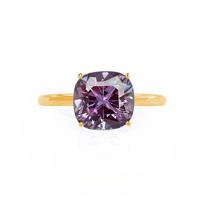 LULU - Chatham® Cushion Alexandrite 18k Yellow Gold Petite Solitaire Ring