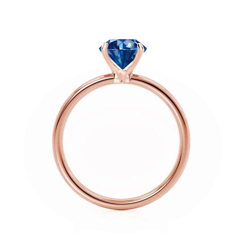 LULU - Chatham® Cushion Blue Sapphire 18k Rose Gold Petite Solitaire Ring