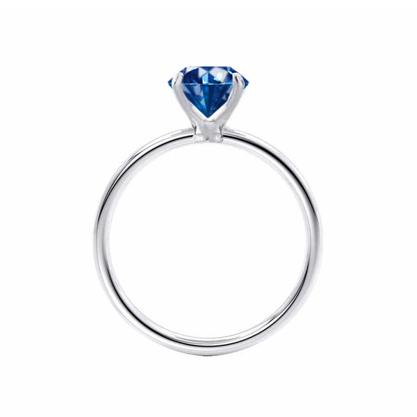 LULU - Chatham® Cushion Blue Sapphire 950 Platinum Petite Solitaire Ring