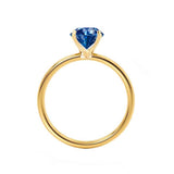 LULU - Chatham® Cushion Blue Sapphire 18k Yellow Gold Petite Solitaire Ring