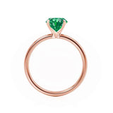 LULU - Chatham® Cushion Emerald 18k Rose Gold Petite Solitaire Ring