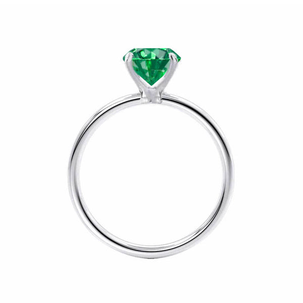 LULU - Chatham® Cushion Emerald 950 Platinum Petite Solitaire Ring