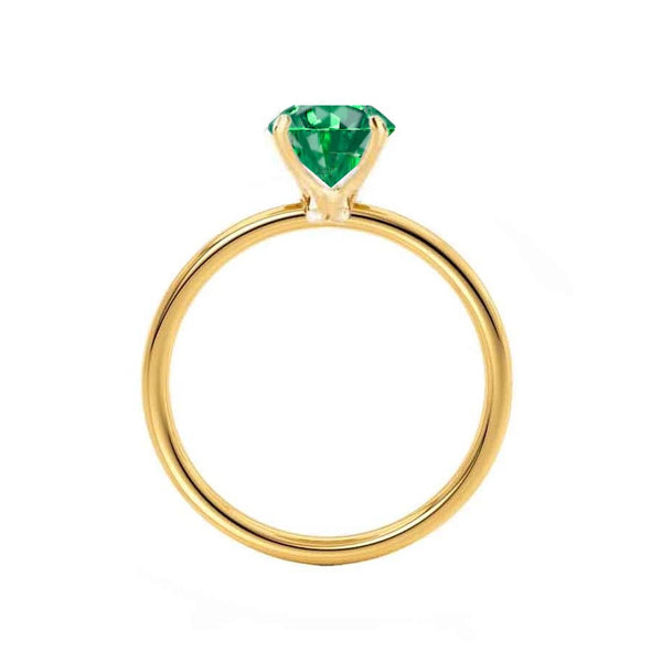 LULU - Chatham® Cushion Emerald 18k Yellow Gold Petite Solitaire Ring