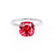 LULU - Cushion Ruby 18k White Gold Petite Solitaire Ring