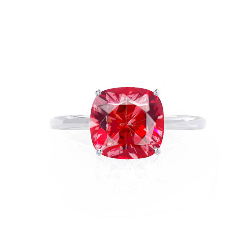 LULU - Chatham® Cushion Ruby 950 Platinum Petite Solitaire Ring