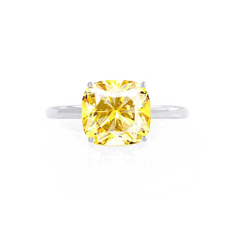 LULU - Chatham® Cushion Yellow Sapphire 950 Platinum Petite Solitaire Ring