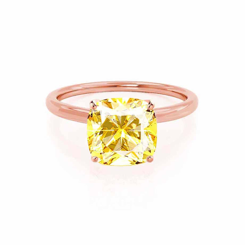 LULU - Chatham® Cushion Yellow Sapphire 18k Rose Gold Petite Solitaire Ring