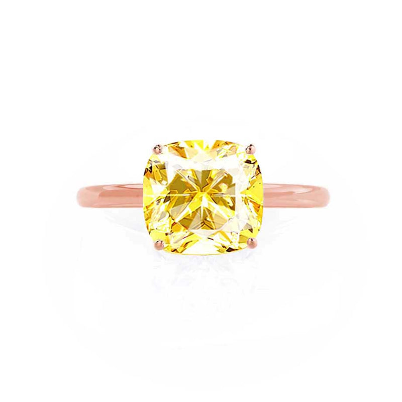 LULU - Chatham® Cushion Yellow Sapphire 18k Rose Gold Petite Solitaire Ring