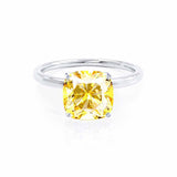 LULU - Chatham® Cushion Yellow Sapphire 950 Platinum Petite Solitaire Ring