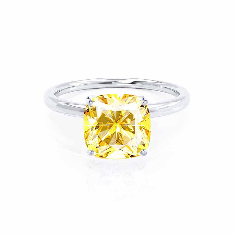 LULU - Chatham® Cushion Yellow Sapphire 950 Platinum Petite Solitaire Ring