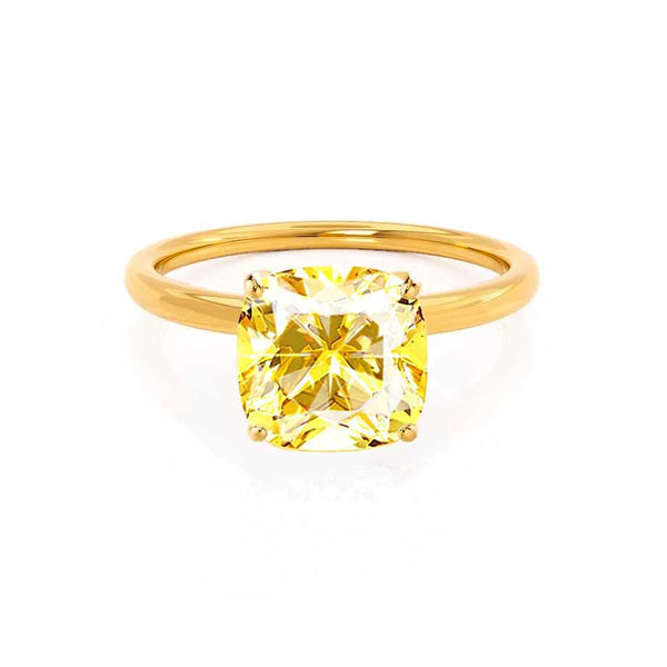 LULU - Chatham® Cushion Yellow Sapphire 18k Yellow Gold Petite Solitaire Ring