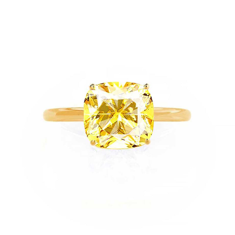 LULU - Chatham® Cushion Yellow Sapphire 18k Yellow Gold Petite Solitaire Ring