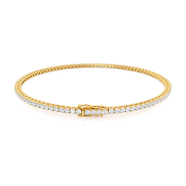 MONACO - 2 Total Carat Lab Diamond Tennis Bracelet 18k Yellow Gold Bracelet Lily Arkwright
