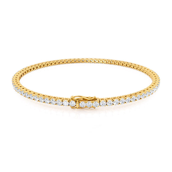 MONACO - 3 Total Carat Lab Diamond Tennis Bracelet 18k Yellow Gold Bracelet Lily Arkwright