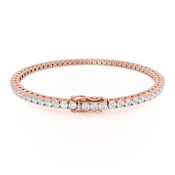 MONACO - 5 Total Carat Lab Diamond Tennis Bracelet 18k Rose Gold Bracelet Lily Arkwright