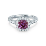 OPHELIA - Lab Grown Alexandrite & Diamond 18K White Gold Halo Engagement Ring Lily Arkwright