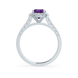 OPHELIA - Lab Grown Alexandrite & Diamond Platinum Halo Engagement Ring Lily Arkwright