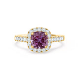 OPHELIA - Lab Grown Alexandrite & Diamond 18K Yellow Gold Halo Engagement Ring Lily Arkwright