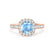 OPHELIA - Lab Grown Aqua Spinel & Diamond 18K Rose Gold Halo Engagement Ring Lily Arkwright