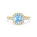 OPHELIA - Lab Grown Aqua Spinel & Diamond 18K Yellow Gold Halo Engagement Ring Lily Arkwright