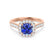 OPHELIA - Lab Grown Blue Sapphire & Diamond 18K Rose Gold Halo Engagement Ring Lily Arkwright