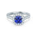OPHELIA - Lab Grown Blue Sapphire & Diamond 18K White Gold Halo Engagement Ring Lily Arkwright
