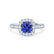 OPHELIA - Lab Grown Blue Sapphire & Diamond 18K White Gold Halo Engagement Ring Lily Arkwright