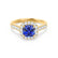 OPHELIA - Lab Grown Blue Sapphire & Diamond 18K Yellow Gold Halo Engagement Ring Lily Arkwright