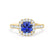 OPHELIA - Lab Grown Blue Sapphire & Diamond 18K Yellow Gold Halo Engagement Ring Lily Arkwright
