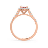OPHELIA - Lab Grown Champagne Sapphire & Diamond 18K Rose Gold Halo Engagement Ring Lily Arkwright