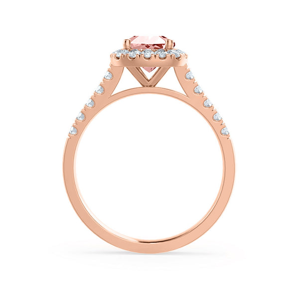 OPHELIA - Lab Grown Champagne Sapphire & Diamond 18K Rose Gold Halo Engagement Ring Lily Arkwright