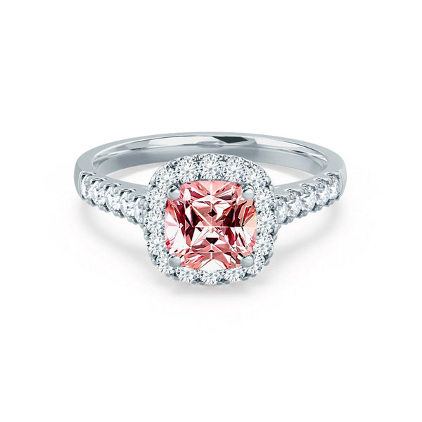 white lily diamonds OPHELIA - Lab Grown Champagne Sapphire & Diamond 18K White Gold Halo