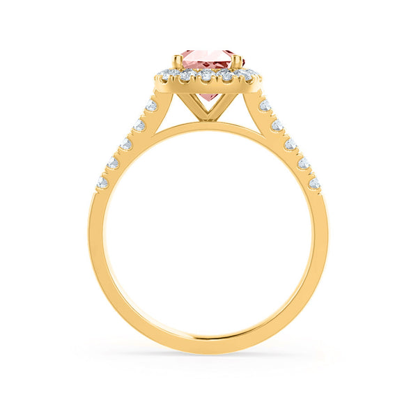 OPHELIA - Lab Grown Champagne Sapphire & Diamond 18K Yellow Gold Halo Engagement Ring Lily Arkwright