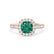 OPHELIA - Lab Grown Emerald & Diamond 18K Rose Gold Halo Engagement Ring Lily Arkwright