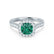 OPHELIA - Lab Grown Emerald & Diamond 18K White Gold Halo Engagement Ring Lily Arkwright