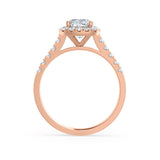 OPHELIA - Cushion Moissanite & Diamond 18k Rose Gold Halo Ring Engagement Ring Lily Arkwright
